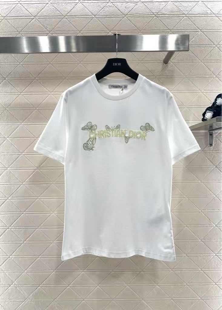 26NEW Embroidered Beaded Butterfly Logo Short Sleeve