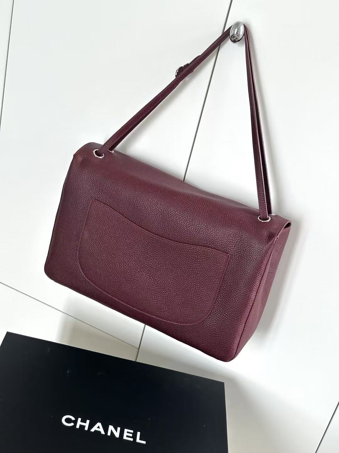 Flap bag (maroon with silver clasp)