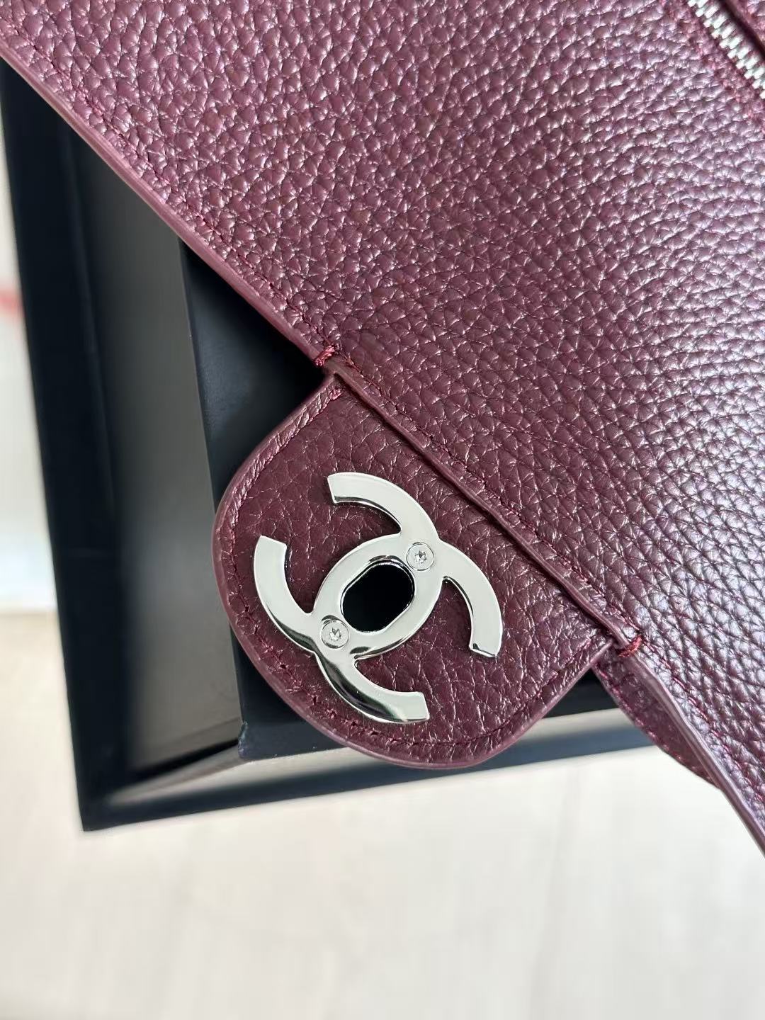 Flap bag (maroon with silver clasp)